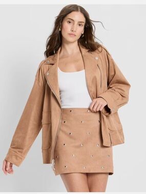 Suede Studded Mini A-Line Skirt - Future Collective